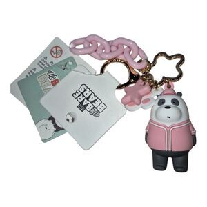 Miniso X We Bare Bears Collection PAN-pan Keychain Wearing Pink Baseball Outfit